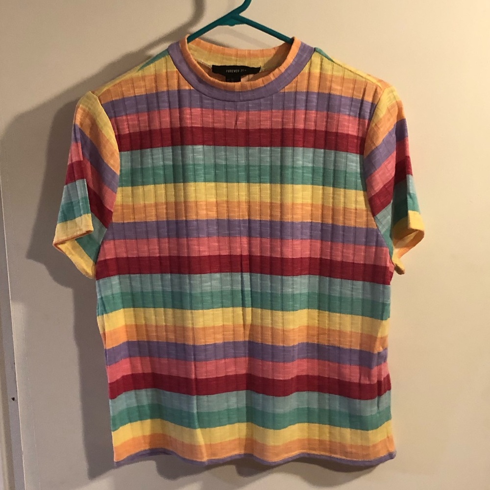 Forever 21 rainbow striped crop top